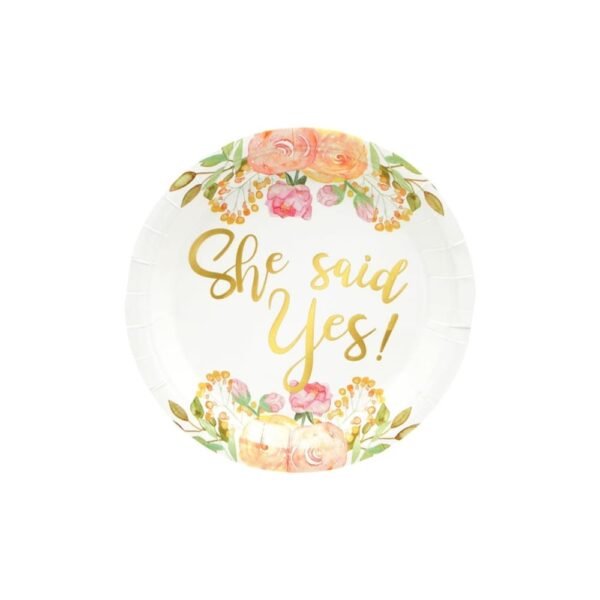 She Said Yes Paper Plates 10 Piece