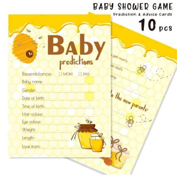 Bee Baby Shower Predictions Game 10 Cards