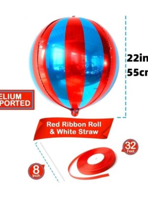 Circus Orb Balloon Blue and Red Stripe