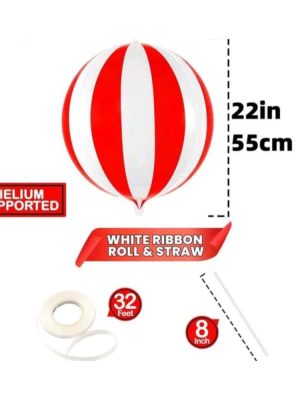 Circus Orb Balloon Red And White Stripe