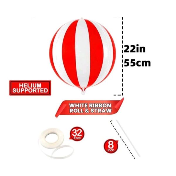 Circus Orb Balloon Red And White Stripe