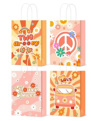 Groovy Party Favor Bags With Handle 12 Piece