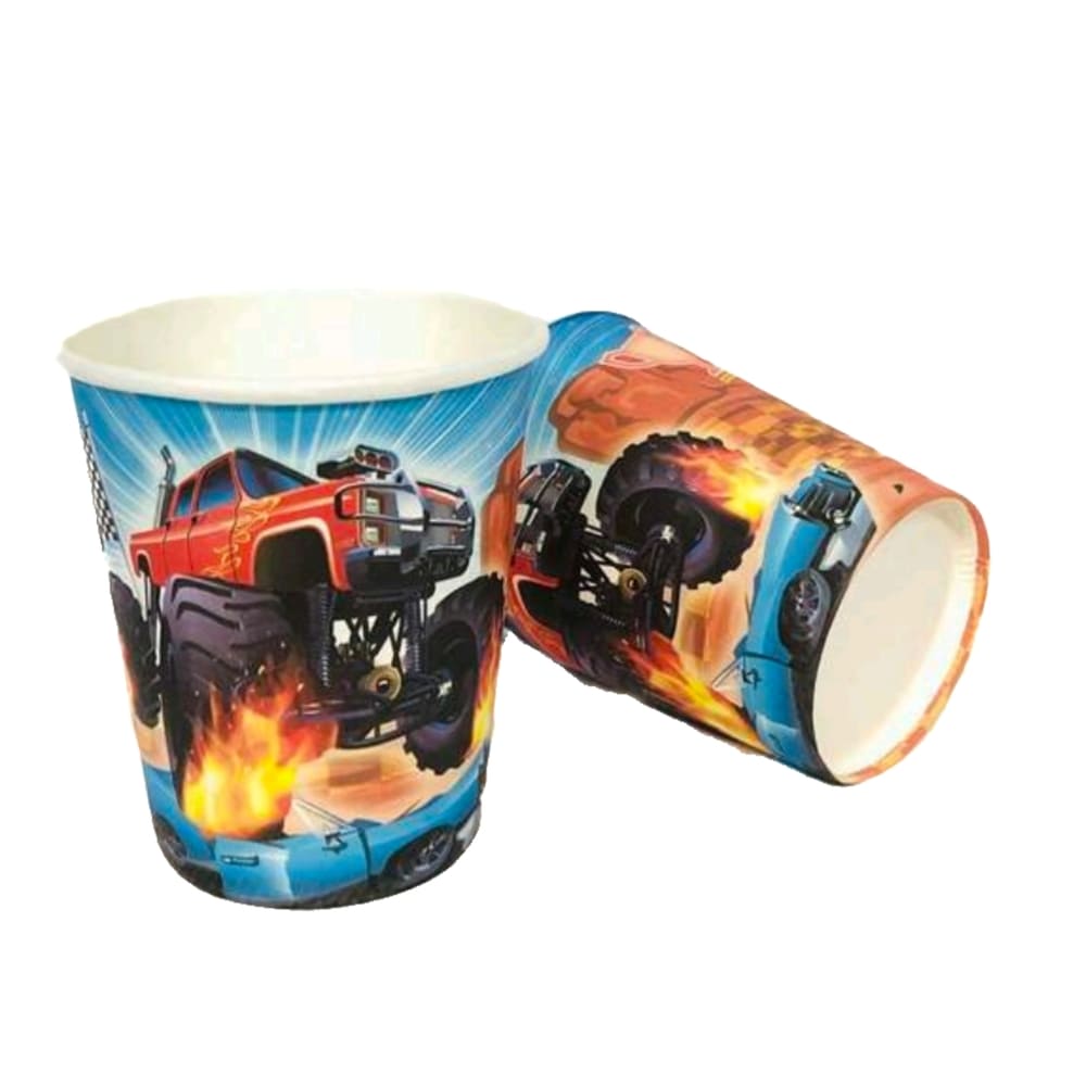 Monster Truck Party Paper Cups-10 Piece 1 Monster Truck Party Paper Cups 10 Piece