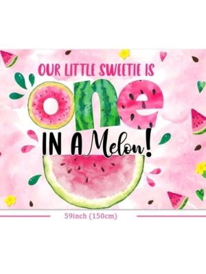 Our Little Sweetie Is One In A Melon Backdrop