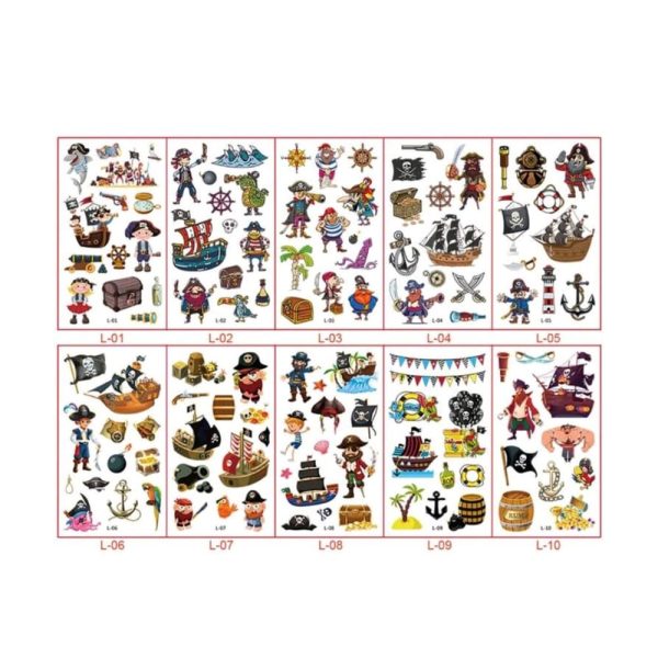 Pirate Themed Temporary Tattoos 10 Sheets