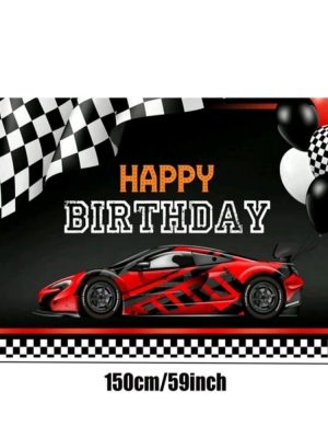 Racing Car Happy Birthday Backdrop