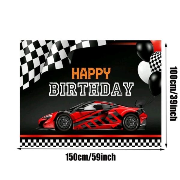 Racing Car Happy Birthday Backdrop