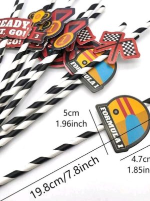 Racing Car Themed Paper Straws 12 Piece