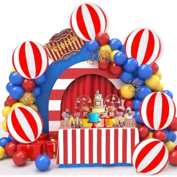 Red And White Stripe Circus Orb Balloon Display