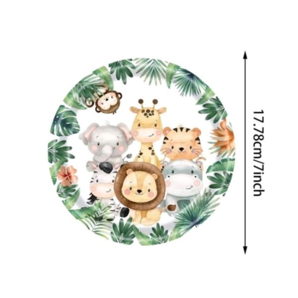 Safari Cartoon Animal Paper Plates Small 10 Piece
