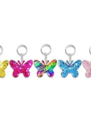 Butterfly Sequins Key Rings 5 Piece