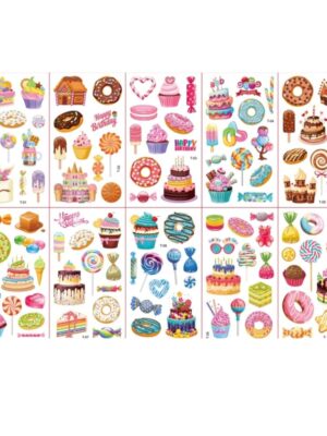 Candy Temporary Tattoos Party Favors 12 Sheets