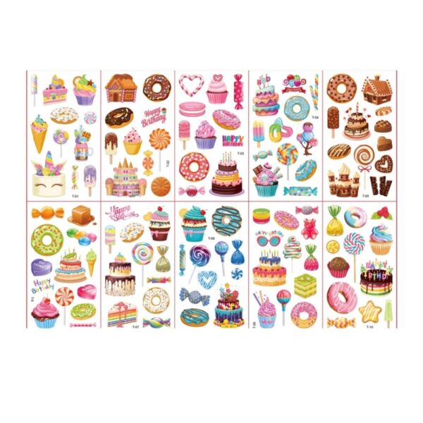 Candy Temporary Tattoos Party Favors 12 Sheets