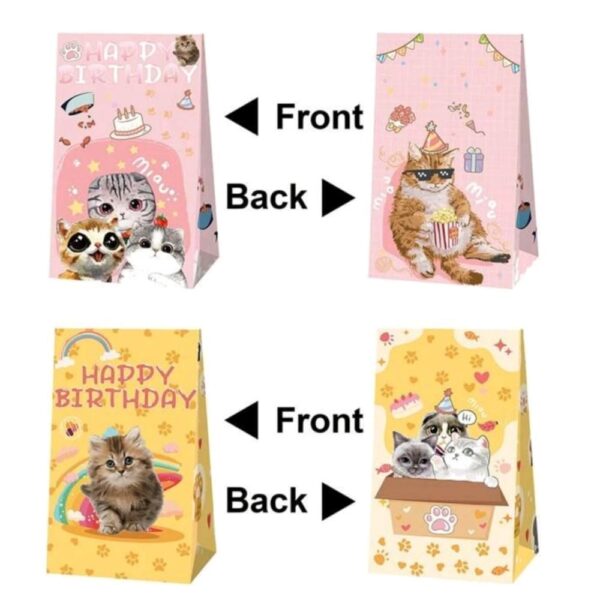 Cat Party Favor Kraft Paper Favor Bags With Stickers 12 Piece