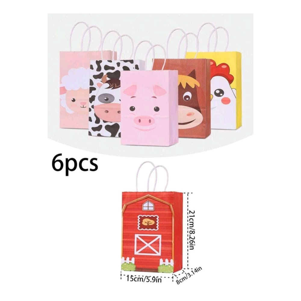 Farm Friend Party Favor Bags With Handle-6 Piece 1 Farm Animal Favor Bag With Handle