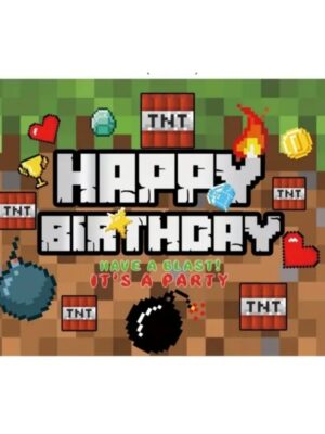 Minecraft Party Happy Birthday Backdrop