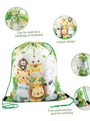 Safari Cartoon Animal Drawstring Bag