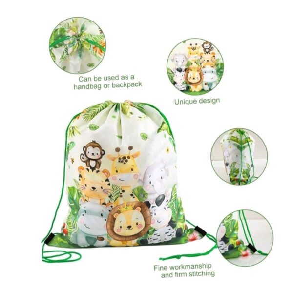 Safari Cartoon Animal Drawstring Bag