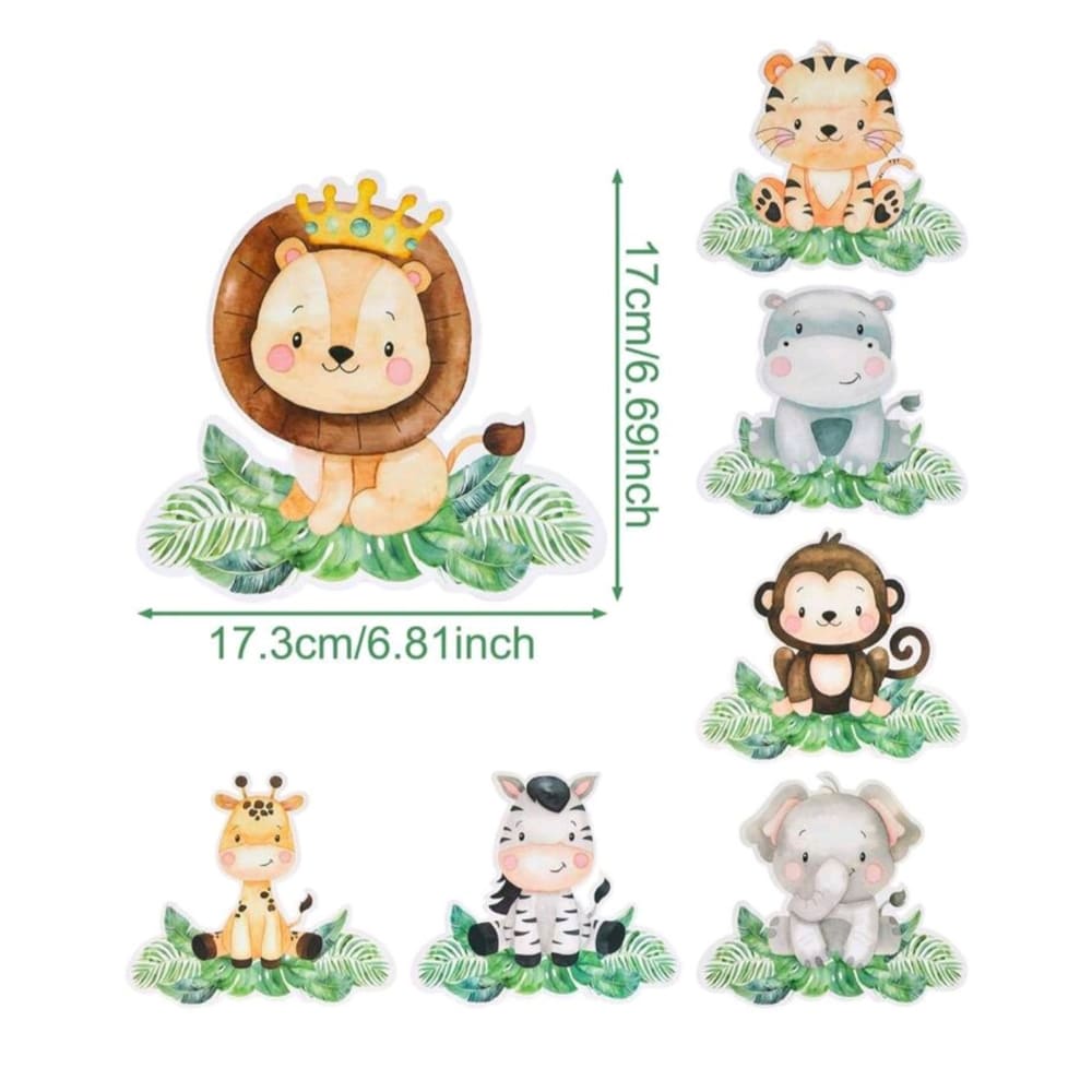 Safari Cartoon Animal Table Decoration-7 Piece 1 Safari Cartoon Animals Table Decoration 7 Piece