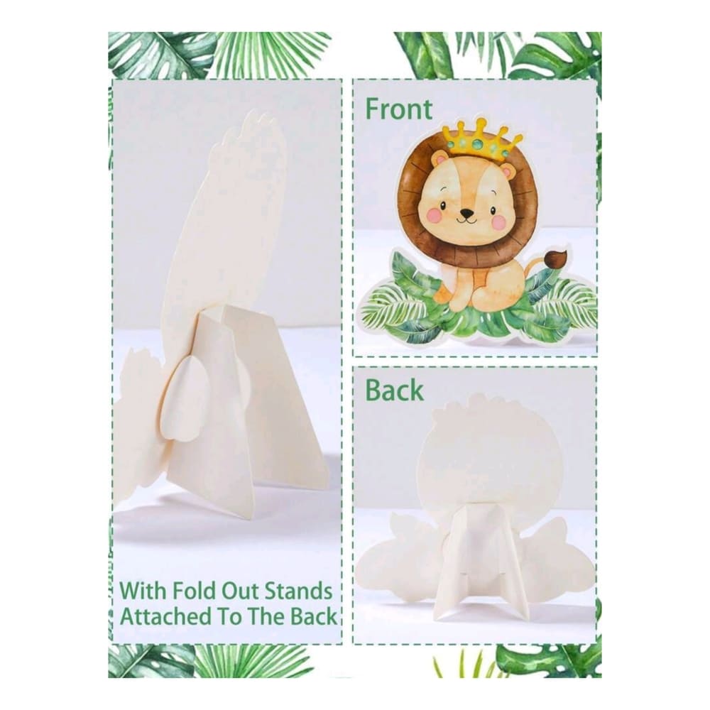 Safari Cartoon Animal Table Decoration-7 Piece 2 Safari Table Decorations Back View