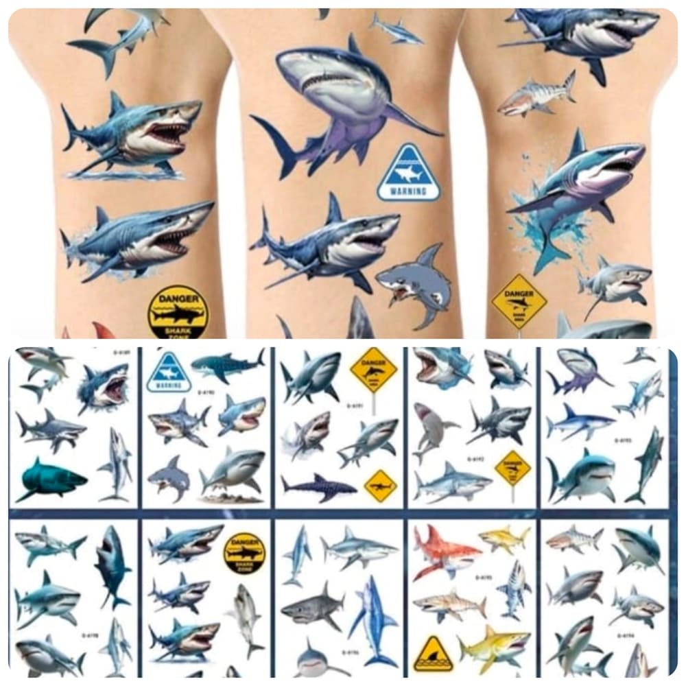 Shark Party Favors Temporary Tattoos-10 Sheets 1 Shark Party Favors Temporary Tattoos 10 sheets