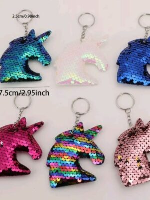 Unicorn Sequin Keyrings 6 Piece