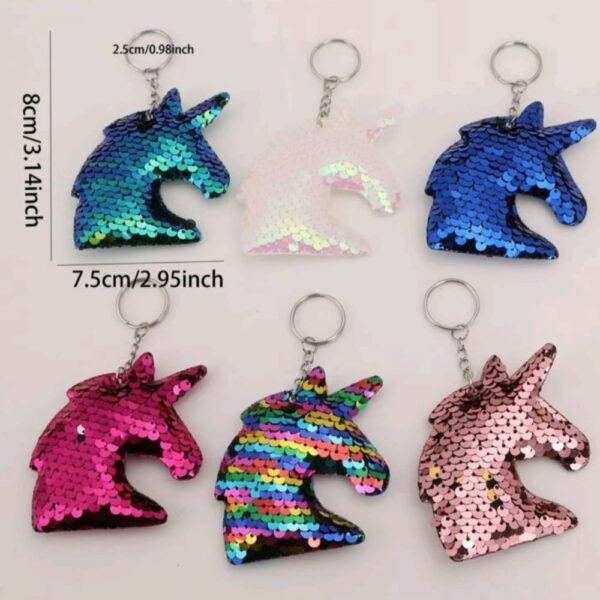 Unicorn Sequin Keyrings 6 Piece