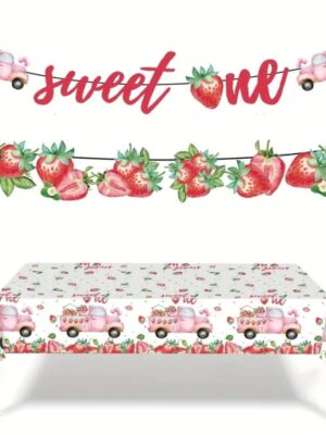 Berry Sweet One Bunting And Disposable Table Cloth