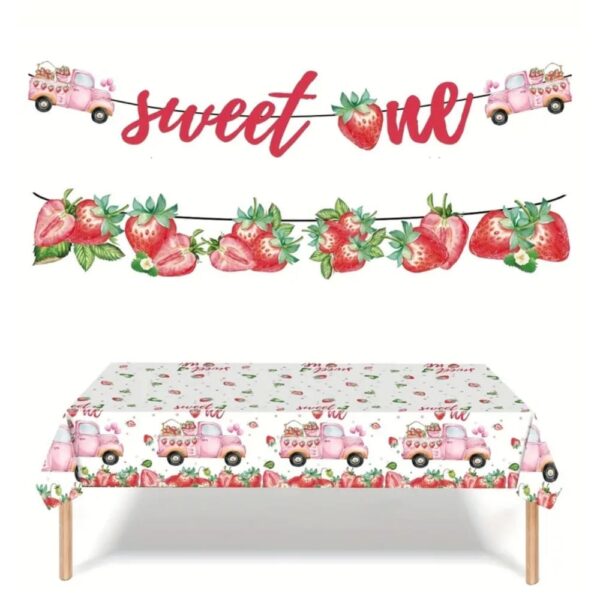 Berry Sweet One Bunting And Disposable Table Cloth