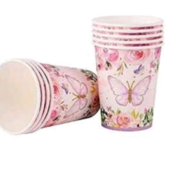 Butterfly Disposable Paper Cups Pink 10 Piece