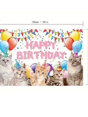 Cat Happy Birthday Backdrop