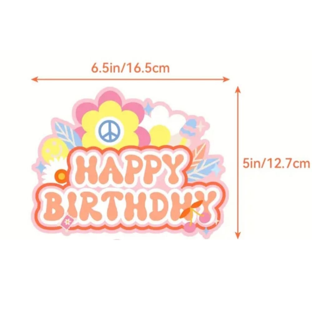 Flower Power Party Decoration Set 2 Flower Power Cake Topper