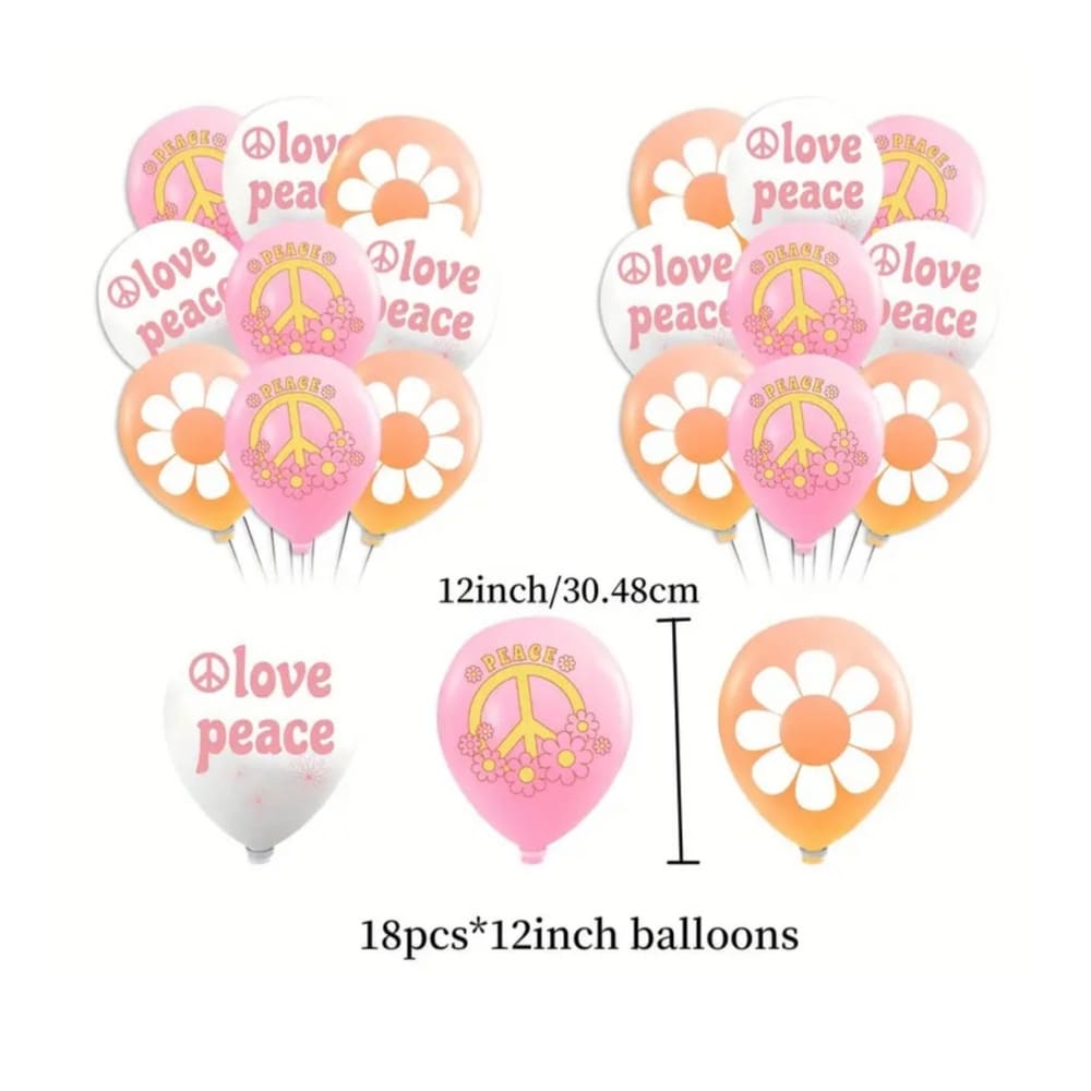 Flower Power Party Decoration Set 4 Flower Power Latex Balloons