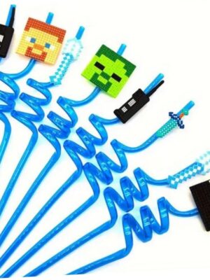 Minecraft Reuasable Party Straws 8 Piece Blue