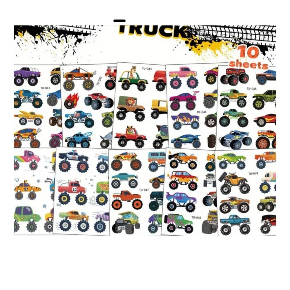 Monster Truck Party Temporary Tattoos-10 Sheets 1 Monster Truck Temporary Tattoos