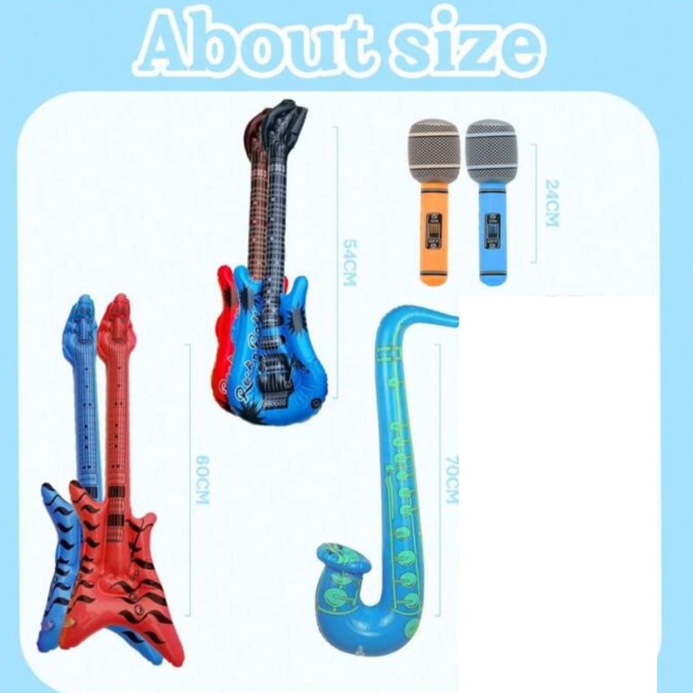 Funny Inflatable Guitar Set - 6 Air Inflation Musical Instruments Props For Parties, Beach, Concerts