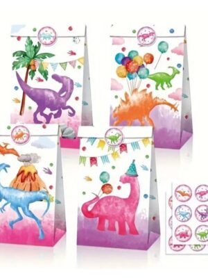 Pink Dinosaur Party Favor Bags
