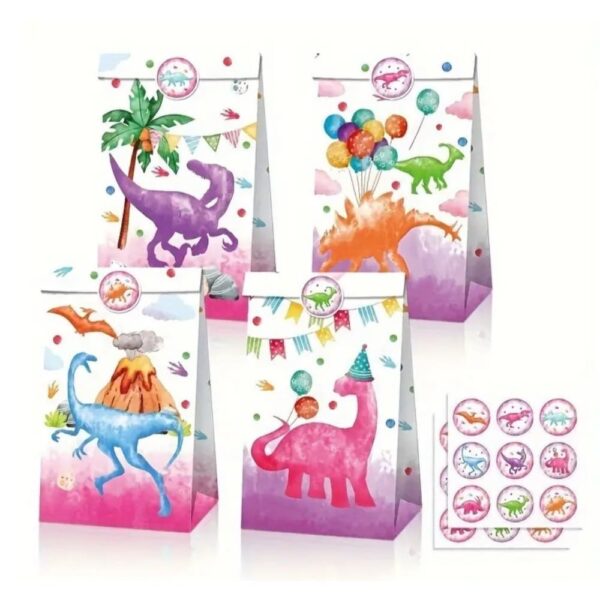 Pink Dinosaur Party Favor Bags