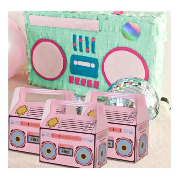 Retro Boombox Party Favor Boxes Pink
