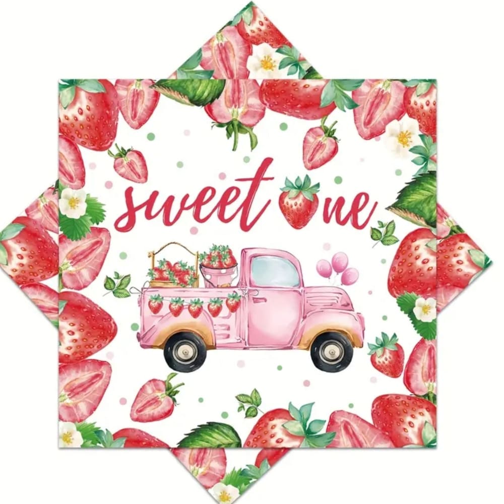 Strawberry Sweet One Napkins-20 Piece 1 Sweet One Paper Napkins 20 Piece