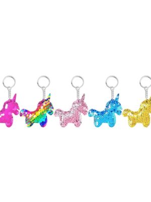 Unicorn Sequin Keyrings 5 Piece