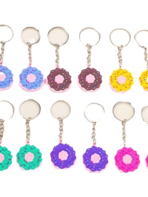 Donut Party Favors Keyrings 10 Piece