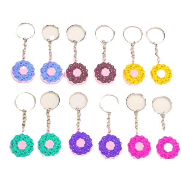 Donut Party Favors Keyrings 10 Piece
