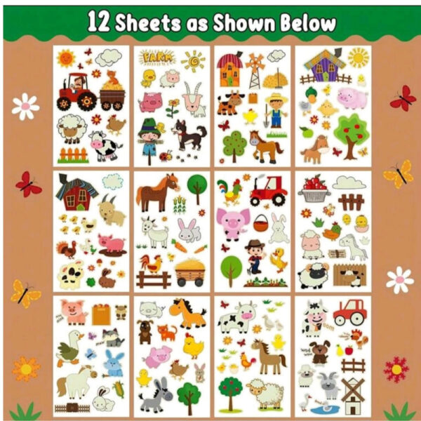 Farm Animal Temporary Tattoos 12 Sheets