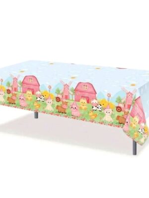 Pink Farm Animal Disposable Tablecloth