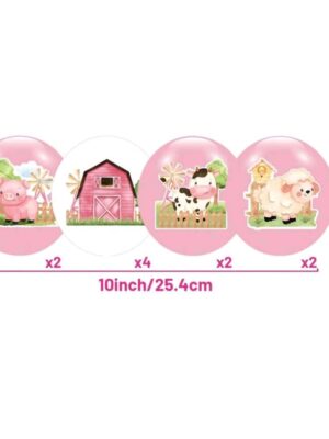 Pink Farm Animal Latex Balloons 10 Piece