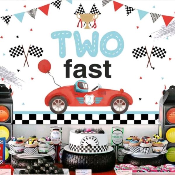 Two Fast Backdrop Display Racing Themed Party