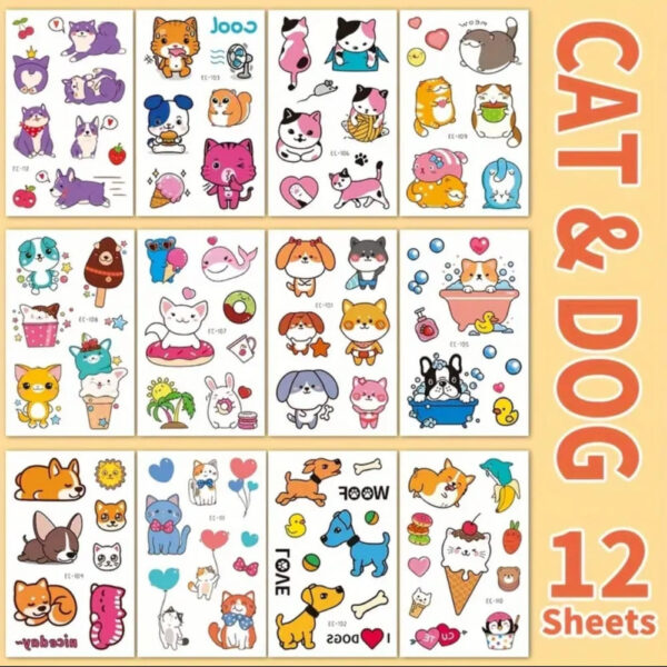 Cat and Dog Temporary Tattoos
