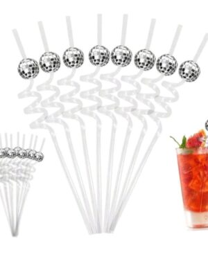 Disco Ball Reusable Straws 10 Piece