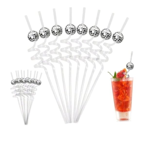 Disco Ball Reusable Straws 10 Piece